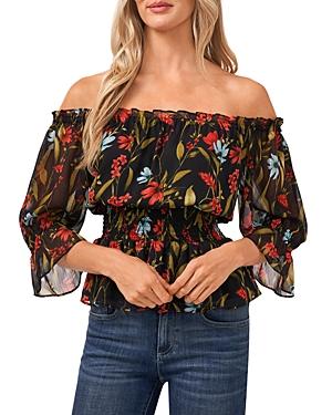 Cece Floral Print Off-the-shoulder Top