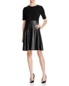 Rebecca Taylor Knit Tweed & Faux Leather Dress