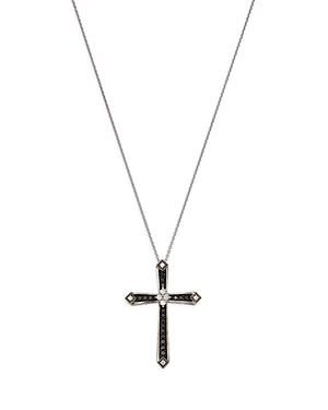 Bloomingdale's Black And White Diamond Cross Pendant Necklace In 14k White Gold, 0.50 Ct. T.w, 18 - 100% Exclusive