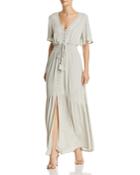 Lost + Wander Athena Embroidered Tie-detail Maxi Dress