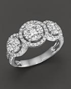 Diamond Triple Cluster Halo Ring In 14k White Gold, 1.25 Ct. T.w.