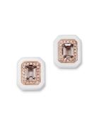 Bloomingdale's Morganite, White Agate & Diamond Stud Earrings In 14k Rose Gold - 100% Exclusive