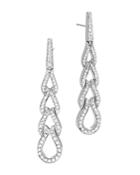 John Hardy Classic Chain Sterling Silver Diamond Pave Drop Earrings