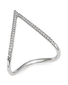 Diamond Pave Chevron Ring In 14k White Gold, .15 Ct. T.w. - 100% Exclusive