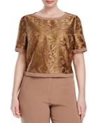 Basler Plus Embroidered Organza Top