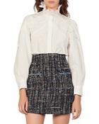 Sandro Lace Trim Button Up Shirt