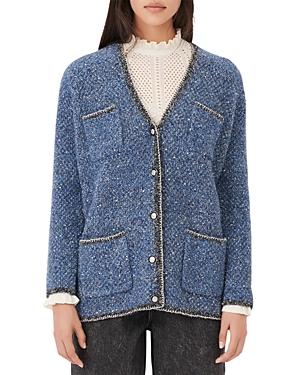 Maje Miso Lurex Cardigan With Chain Details