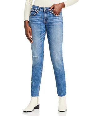 Rag & Bone Dre Low Rise Stretch Slim Fit Boyfriend Jeans In Mick With Holes