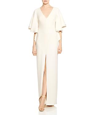 Halston Heritage Ruffled V-neck Gown
