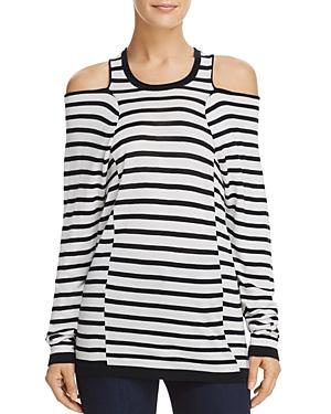 T By Alexander Wang Cold-shoulder Striped Top