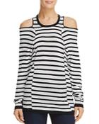 T By Alexander Wang Cold-shoulder Striped Top