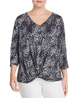 Status By Chenault Plus Knot-front Leopard-print Top