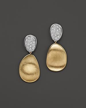 Marco Bicego Diamond Lunaria Two Drop Small Earrings In 18k Gold