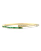 Rachel Reid 14k Yellow Gold Emerald & Diamond Bypass Bangle Bracelet