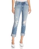 Aqua Embellished Distressed Straight-leg Jeans In Light Wash - 100% Exclusive