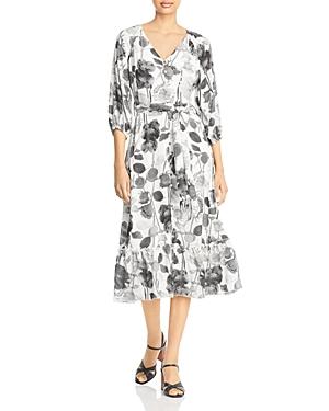 Karl Lagerfeld Paris Floral Print Ruffled Hem Dress