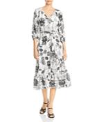 Karl Lagerfeld Paris Floral Print Ruffled Hem Dress