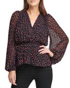 Dkny Printed Pleated Top