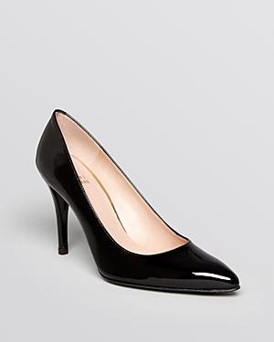 Stuart Weitzman Pointed Toe Pumps - Power High Heel Black Patent