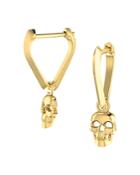 Iconery X Andrea Linett 14k Yellow Gold Small Triangle Huggie Hoop Earrings With Skull Charms - 100% Exclusive