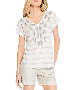 Nic+zoe Embroidered Striped Top