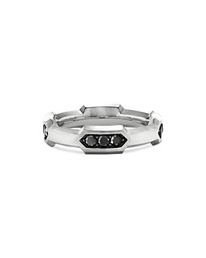 David Yurman Sterling Silver Hex Station Band With Black Pave Diamonds