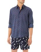 Vilebrequin Micro Ronde Des Tortues Cotton Voile Printed Regular Fit Button Down Shirt