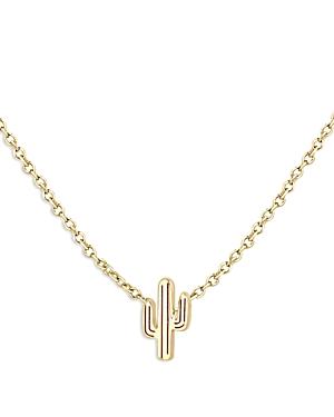 Zoe Chicco 14k Yellow Gold Itty Bitty Symbols Cactus Pendant Necklace, 14-16