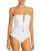 Shani Shemer Cloque Lace-up Bandeau One Piece Swimsuit