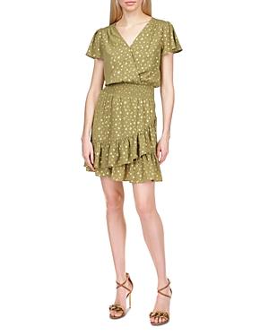 Michael Michael Kors Foil Floral Print Faux Wrap Dress