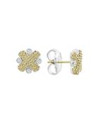 Lagos Sterling Silver & 18k Yellow Gold Caviar Lux Diamond Stud Earrings