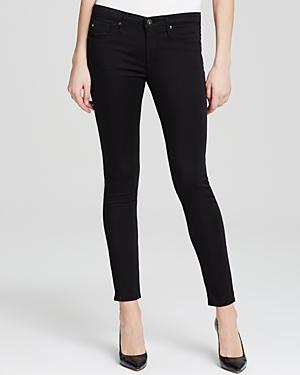 Ag Legging Ankle Jeans In Black Stretch Sateen
