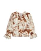 Sandro Jole Printed Broderie Top