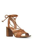 Michael Kors Collection Lawson Woven Lace Up Block Heel Sandals