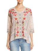 Johnny Was Carnation Embroidered Blouse