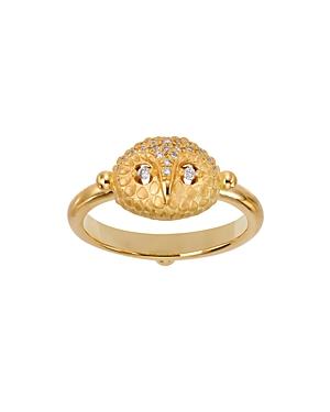 Temple St. Clair 18k Yellow Gold Pave Diamond Mini Owl Ring