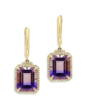 Bloomingdale's Ametrine & Diamond Halo Drop Earrings In 14k Yellow Gold - 100% Exclusive