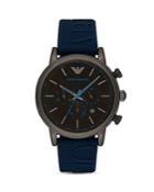 Emporio Armani Chronograph Blue Silicone Watch, 46 Mm