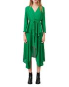 Maje Ramia Asymmetrical Satin Midi Dress
