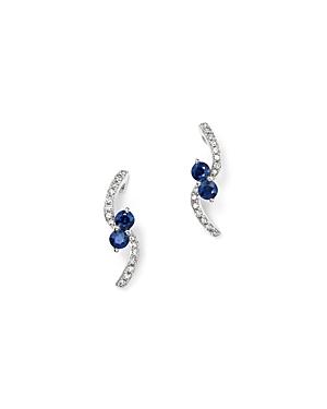 Kc Designs 14k White Gold Diamond & Sapphire Curve Earrings