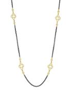 Armenta 18k Yellow Gold And Blackened Sterling Silver Old World Heraldry Scroll Station Necklace, 37
