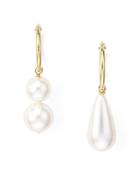 Beck Jewels Arcilla Mismatched Simulated Pearl Drop Earrings
