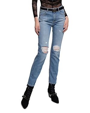 Pinko Gaia Distressed Girlfriend Jeans In Ombra