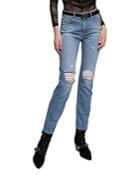 Pinko Gaia Distressed Girlfriend Jeans In Ombra