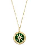 Bloomingdale's Malachite & Diamond Starburst Pendant Necklace In 14k Yellow Gold, 16-18 - 100% Exclusive