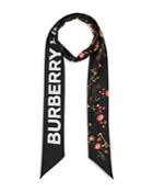 Burberry Dark Floral Silk Skinny Scarf