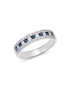 Bloomingdale's Diamond & Sapphire Three Row Band Ring In 14k White Gold - 100% Exclusive
