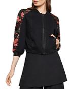 Bcbgmaxazria Embroidered Cropped Bomber Jacket