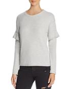 Marc New York Performance Ruffle Trim Striped Thermal Top