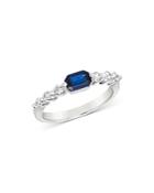 Bloomingdale's Blue Sapphire & Diamond Stacking Ring In 14k White Gold - 100% Exclusive